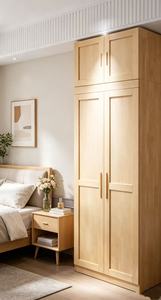 Armoire scandinave en bois avec portes battantes style Shaker, en bois massif, autoportante, mobilier de chambre moderne - Product Image 2
