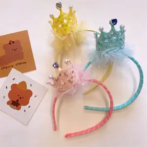 Cute Baby Boys Girls Crown Knit Headband Hair Accessories Children Hair Bands Soft Headwear Hair Band Kids Birthday Gift