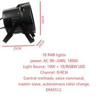 Projecteur PAR LED COB RGBW Jisheng 180W (18x10W) IP55 DMX512 100-240V en aluminium poli pour entrepôt et spectacles en direct