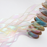 Ruban en polyester irisé de luxe pour anniversaire, 4 cm x 10 m, en satin et mousseline, pour fleurs en queue de poisson, nœuds et bouquets DIY, idéal pour cadeaux