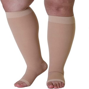 Qingge Compression Stockings Mid-Calf Plus Size Anti-Variation Elastic Socks For <b>Running</b> Women's Socks Solid Color Nylon - Product Image 3