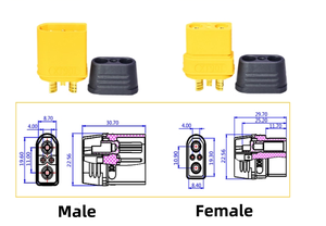 Conector de latón Amass XT90I de 4 pines (2 de alimentación + 2 de señal) de alta corriente 45A para cables de señal de baterías de drones y entrada de energía - Product Image 6