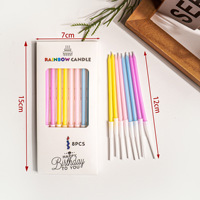 Bougies d'anniversaire en forme de crayon macaron arc-en-ciel haut de gamme en gros, accessoires de décoration de gâteaux pour enfants