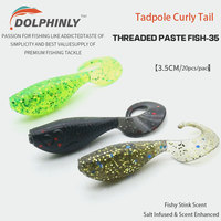 Leurre de pêche à la roche, micro-appât, mini-leurre souple, leurre ver, queue bouclée, tête de jig noire, petit T-Tail pour Black Pit, Culter Bass