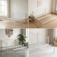 Sofá Cama Extensible de Metal Blanco Ahorrador de Espacio, de Tamaño Individual a King, Estructura de Sofá Cama 2 en 1, Mueble de Hierro para Apartamentos Pequeños y Habitaciones de Huéspedes