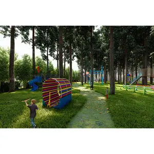Conception de terrain de jeux pour adultes en plein air, ensemble de terrain de jeux pour enfants à l'école, parc forestier d'aventure - Product Image 4
