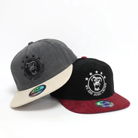 Topi Baseball Snapback 5 Panel Tanpa Struktur Bahan Corduroy Dua Warna Profil Rendah Custom Bordir Pinggiran Datar untuk Pria Wanita