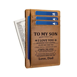 Portefeuilles minimalistes, cadeau pour <span class=keywords><strong>mon</strong></span> fils, cuir véritable vintage, couleur unie, laser, <span class=keywords><strong>porte</strong></span>-cartes de crédit fin, sans fermeture - Product Image 3