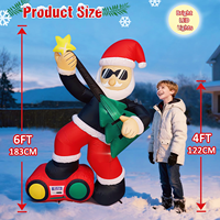 Décorations de Noël gonflables de 6 pieds pour l'extérieur, Père Noël jouant de la guitare pour la cour, la fête de Noël, le jardin, la pelouse