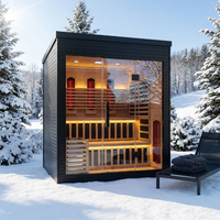 Sauna Exterior Híbrida con Calefacción de Espectro Completo, Terapia Infrarroja y Sauna Tradicional, Personalizable para Uso Doméstico y Comercial