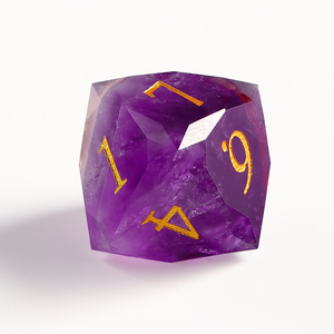 Usa Cổ 7-Mảnh Đá Tự Nhiên Polyhedron Thạch Anh Tím Dnd Xúc Xắc Thiết Lập Với Biểu Tượng Tùy Chỉnh Đá Quý D6 D20 Tay Cắt Kim Cương Xúc Xắc - Product Image 3