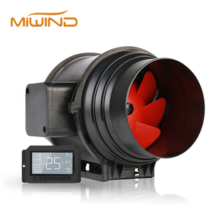 Ventilateur conduite en ligne, 370 CFM, 6 pouces, avec contrôleur de vitesse et moniteur d'humidité, pour tente de croissance - Product Image 1