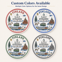 Assiette décorative en céramique souvenir d'Europe et de Finlande, motif Cathédrale Renne Tram, avec boîte, personnalisable OEM ODM, vente en gros