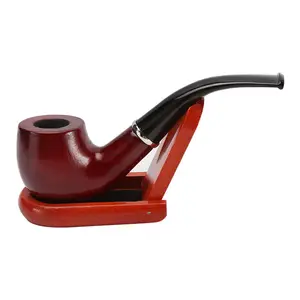 Spot Wholesale Wooden Smoking Pipe Old Bent Pipe Detachable Clean With Filter Element Old Mahogany Solid Wood Tobacco Pipe