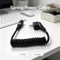 Câble d'alimentation spiralé IEC C13 de longueur personnalisée, 10A, fil électrique enroulé, IP65, extrémité dénudée, câble d'alimentation flexible AC