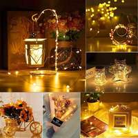 LED-Kupferdraht-Lichterkette Solar Außen Weihnachtsbaum-Girlande Feiertagsdekoration USB-Batteriebox Fernbedienung 8 Modi Feenlichterkette