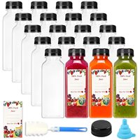 Bouteilles de jus carrées de 360 ml en stock local aux États-Unis avec bouchon, en plastique PET, surface givrée, logo personnalisé, bouchon à vis – différentes tailles 12 oz