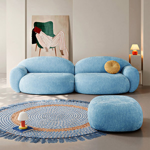 Sofá Modular <span class=keywords><strong>de</strong></span> Lujo Moderno, Combinable, Tapizado en Terciopelo Estilo Teddy Color Crema, para Sala <span class=keywords><strong>de</strong></span> Estar - Product Image 1