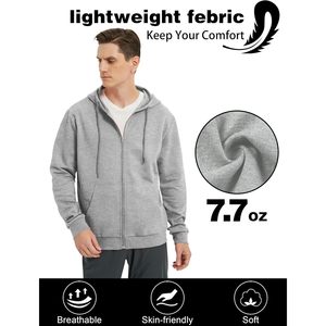 Sudadera con capucha ligera con cremallera para hombre FOXA, sudadera de manga larga, chaqueta básica deportiva de corte ajustado con bolsillos - Product Image 2