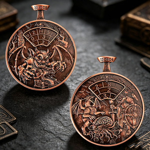 Dado giratorio de metal de doble cara de lujo con relieve de dragón 3D, rueda de dados con peso de aleación de zinc para juegos de mesa DND RPG - Product Image 2