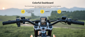 Vélo électrique HillMiles MilePop 1 avec moteur central de 3000 W, batterie 48 V 25 Ah, autonomie de 70 km, vitesse de 50 km/h, roues de 14 pouces / 12 pouces, tout-terrain - Product Image 4