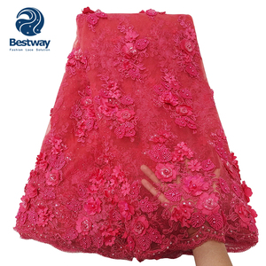 Bestway Cô Dâu 3D Hoa Ngọc Trai Đính Cườm Vải Tuyn Pháp - Product Image 3