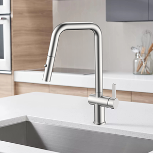 솔질 된 니켈 풀 아웃 304 스테인레스 스틸 믹서 주방 싱크대 탭 호텔 아파트 주방 - Product Image 1