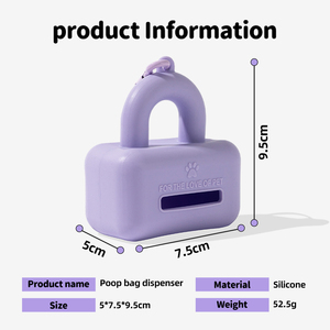 Dispensador de Bolsas para Excrementos de Perro de Silicona Personalizado con Forma de Candado y Mosquetón - Product Image 3