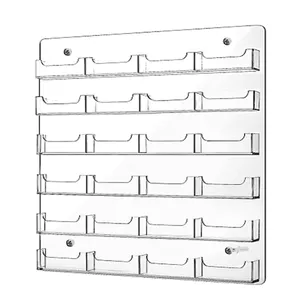 Acryl 24 Zakken Visitekaarthouder Clear Wall Mount Lidmaatschapskaarten Display Rack Visitekaarthouder Met Open Zakken