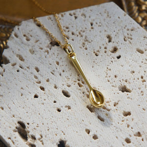 จี้สร้อยคอรูปช้อนเล็กๆ ชุบทอง 14k 18k ทำจากสแตนเลสสตีล 316L สำหรับผู้หญิงและผู้ชาย - Product Image 3