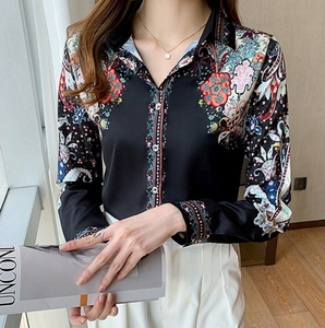 Camicie in Chiffon da donna con stampa floreale alla moda camicette da ufficio da donna Oem camicie Casual primavera autunno manica lunga top Blusas Mujer - Product Image 4