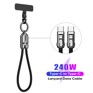 Câble de charge USB-C avec cordon de 30 cm et 120 cm |   Câble USB-C vers C avec lanière pour téléphone, charge rapide 5A, transfert de données 480 Mbps, 240W - Product Image 6
