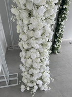 Arrangement floral artificiel en forme de U en soie blanche, rose, pour décoration de fond de mariage, événement, fête