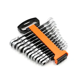 12 buah set kunci pas kombinasi ratchet, kunci pas torsi dapat disetel dengan set alat bingkai plastik CRV 72 set alat tangan gigi