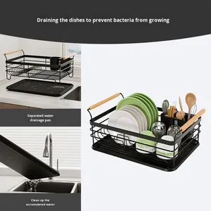 Égouttoir à bols et baguettes multifonctionnel en métal, design moderne et simple, pour rangement de bols et assiettes, organisateur de comptoir et d'évier - Product Image 4