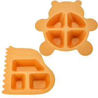 Service de vaisselle pour enfants en plastique sans BPA, de qualité alimentaire, écologique, avec motifs de dessins animés mignons, en forme d'animaux, comprenant une assiette, des couverts et une tasse.