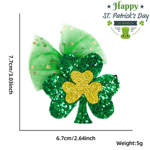DAMAI St. Patrick's Day Clover Hair Clips Accessories Festival Decorations Lucky Shamrock Hair Pins for Festive Outfits Decor - Product Image 4