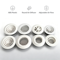 Diffuseur d'air rond en plastique ABS, grille de ventilation réglable pour système CVC, bureau, hôtel, hôpital, école, projet commercial