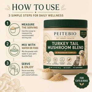 Poudre <span class=keywords><strong>de</strong></span> champignon Turkey Tail pour chiens et chats <span class=keywords><strong>avec</strong></span> mélange antioxydant immunitaire saveur champignon naturelle PEITEBIO 4,2 oz 120 g - Product Image 6