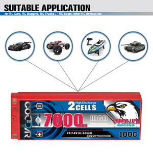 CODDAR 2S 7000MAH 7.4V 100C 200C 5mm Bullet Hard Case RC LiPo batterie 1/10 RC voiture bateau <span class=keywords><strong>Tamiya</strong></span> sauterelle - Product Image 2
