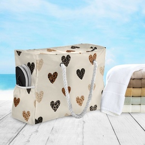 Fashion Custom Print Casual Open-Closure <b>Beach</b> Tote <b>Bags</b> with Waterproof Lining Handbag <b>for</b> Women Spring Vacations - Product Image 5
