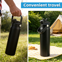 Envío Rápido, Botella de Agua Deportiva de 32 oz, Libre de BPA, 100% a Prueba de Fugas, con Tapa de Pajita 4 en 1, Termo de Viaje para Deportes al Aire Libre