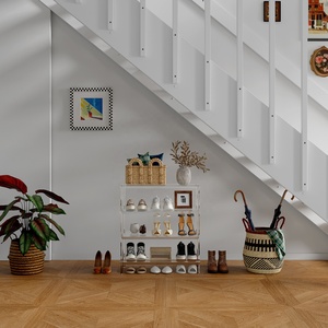 4-Tier trong suốt dễ dàng lắp ráp giày hiện đại lưu trữ Kệ Acrylic giá giày - Product Image 2