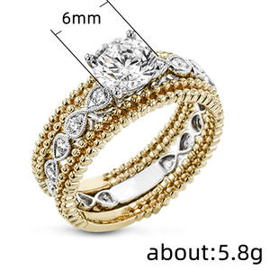 Anello di Fidanzamento F482 per Donna in Oro Massiccio 18K con Diamante Taglio Brillante Rotondo e Pietre Laterali a Goccia Colore D Naturale - Product Image 2