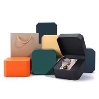 Boîte à montre octogonale en cuir PU, emballage cadeau pour montre à fente unique avec coussin doux, logo personnalisé