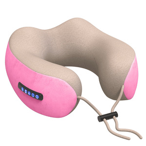 Oreiller de massage en forme de U, masseur cervical rechargeable pour la colonne vertébrale, mousse à mémoire de forme, chaleur, vibration, pétrissage, rose, gris - Product Image 3