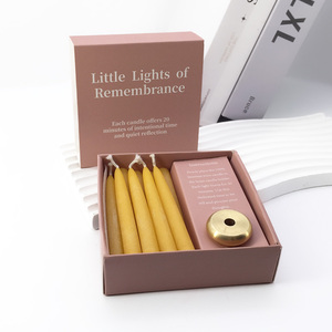P26 – Nouveaux ensembles de 12 mini bougies coniques en cire d'abeille personnalisables avec support en laiton pour la prière, la réflexion et la relaxation – Idéal pour les cadeaux - Product Image 4