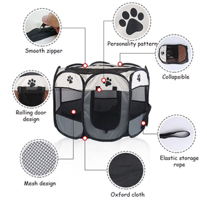 Портативная складная вольер-палатка Lelote для животных, высококачественная, с застежкой-молнией, полукруглая форма, ткань Оксфорд 600D, ветрозащитная, для кошек и собак - Product Image 3