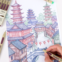 Ensemble de stylos techniques Keep Smiling 12 couleurs 0,5 mm, stylos à micro-lignes colorés de haute qualité pour l'illustration, le dessin et le traçage de lignes