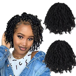 Sharopul Cheveux synthétiques <span class=keywords><strong>Marley</strong></span> Bob en fibre haute température, Passion Twist, pour crochet, noir naturel, courts, pré-bouclés, double machine, double épaisseur - Product Image 1